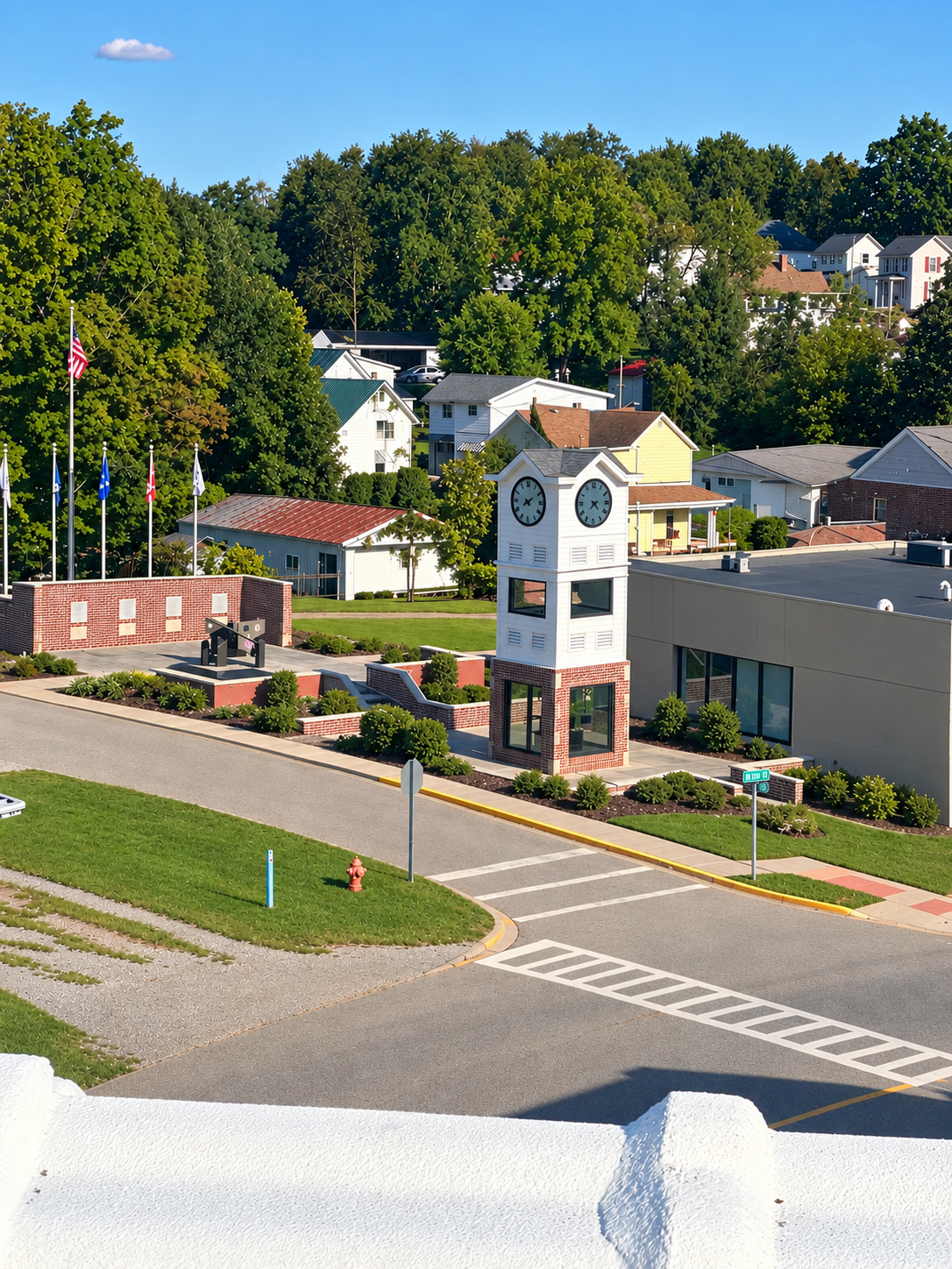 The town clock at Murray's Plaza today